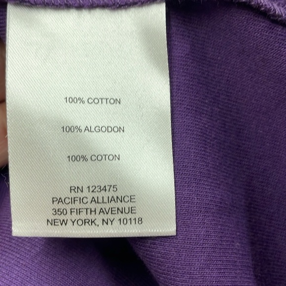 Ellen Tracy purple long sleeve tee with gold metal embellishments, size L, NWT - Picture 8 of 8